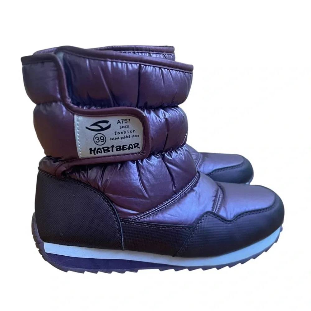 HabiBear Purple Winter Snow Boots Faux Fur Lined Size 7 Outdoor Waterproof